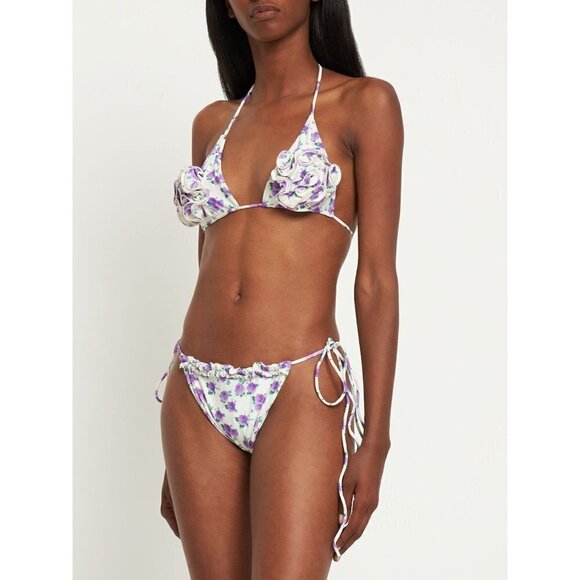 MAGDA BUTRYM Tie Side Bikini Bottom in Violet Print 42 New Womens Swimsuit - Picture 1 of 13